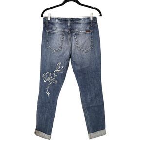 JOE'S JEAN Gessa Blue Distressed Floral Slouched Slim Denim Sz 26‎